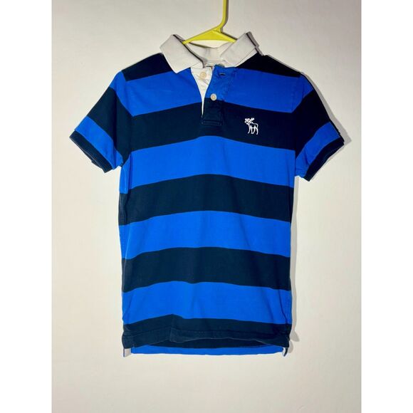 Abercrombie & Fitch Men’s S Muscle Fit Rugby Polo Shirt Blue Navy Stripe - Picture 1 of 4